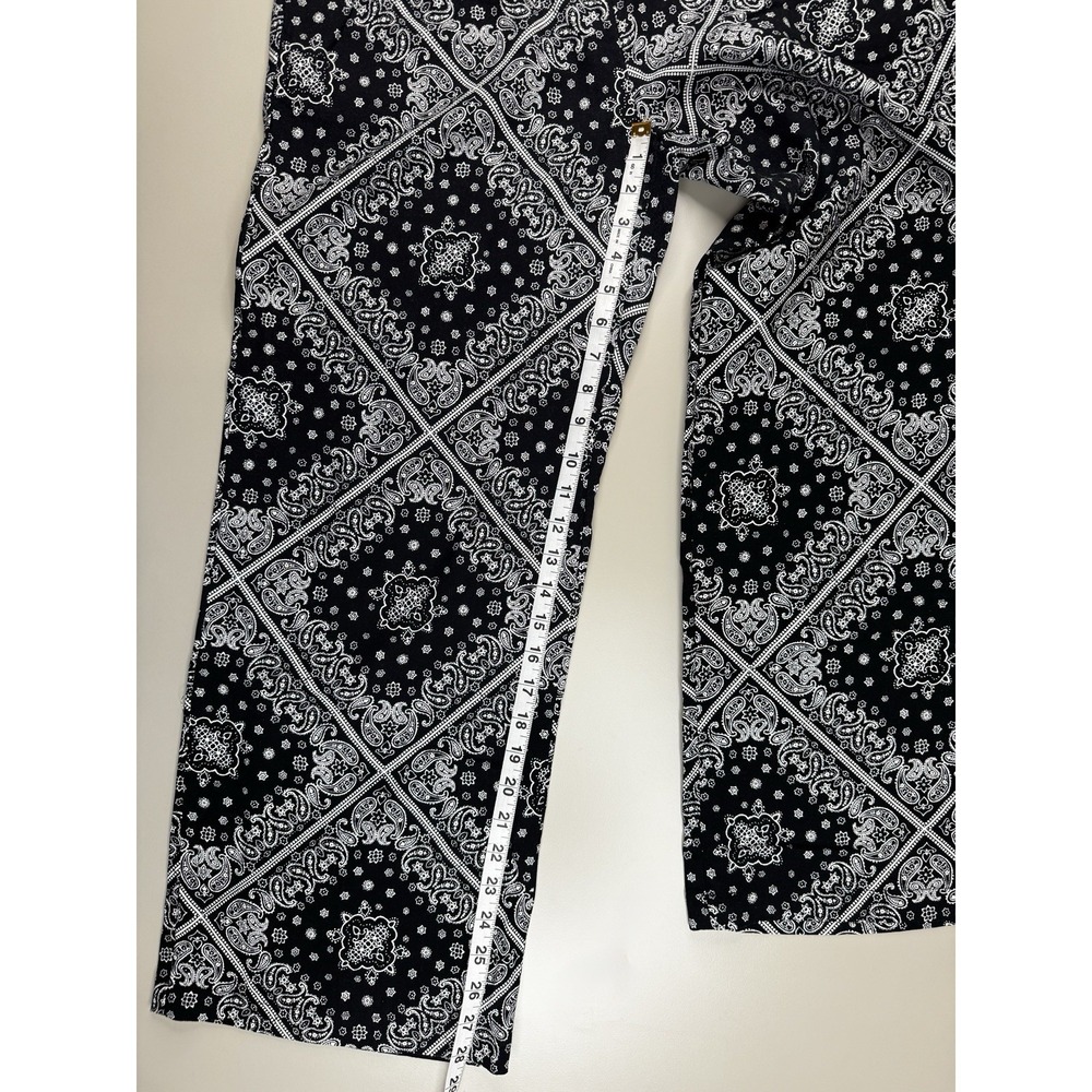 Monteau Los Angeles Linen Blend Wide Leg Bandana Print Pants XL‎ Black White - Picture 2 of 11